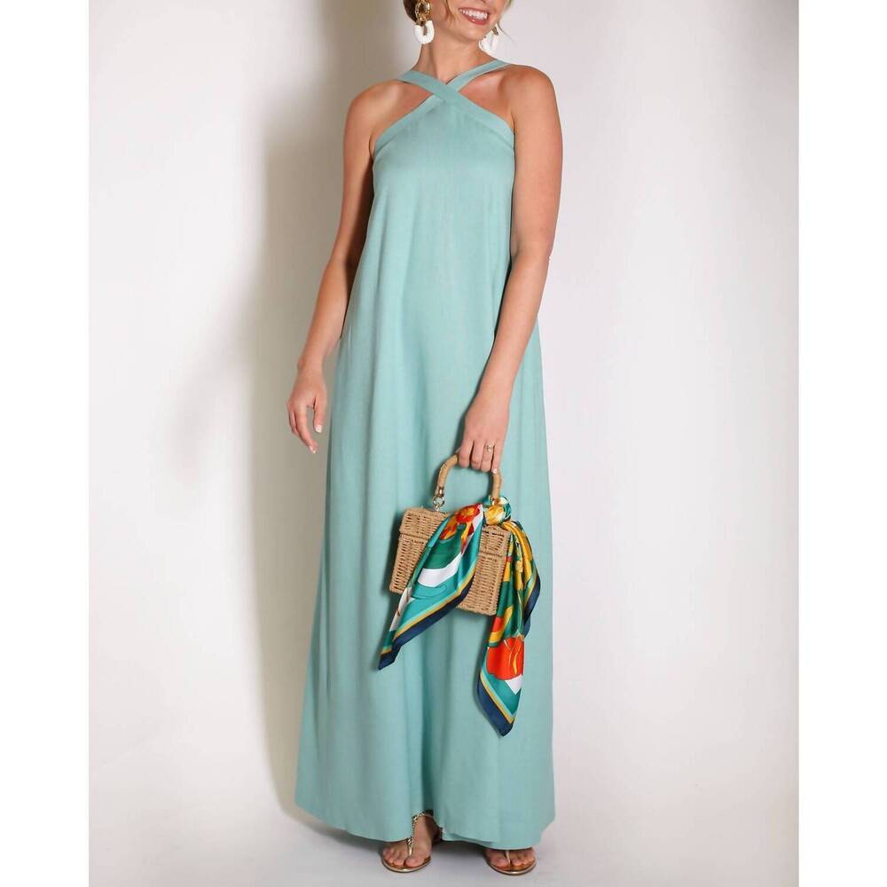 NEW CAMILYN BETH maddox halter gown in aqua